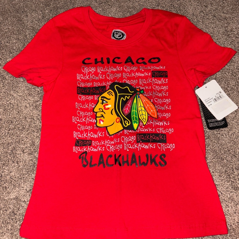 Girls Chicago Blackhawks Red T-Shirt NWT 6/6x